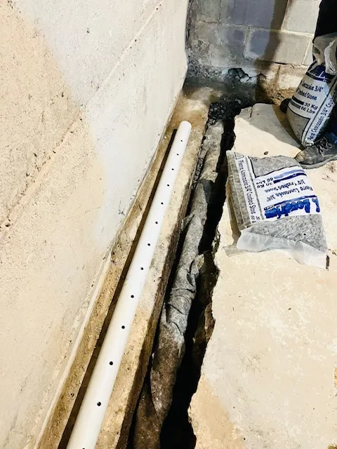 Solution Against Basement Water Infiltration with Interior Drain System in Laval, QC