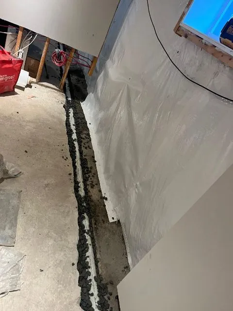 Solution Against Basement Water Infiltration with Interior Drain System in Mascouche, QC