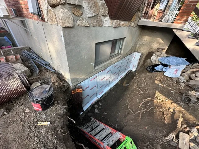 Solution with Exterior Foundation Waterproofing System in Anjou, Montreal, QC