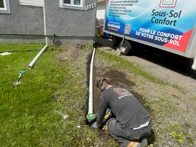 Installation Pompe Puisard et Pompe de Secours au sous-sol à Sainte-Rose, QC