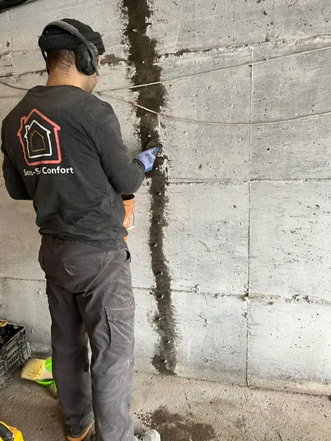 Réparation de la fissure interne dans le solage à Saint-Laurent, QC